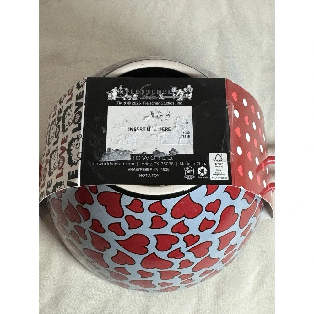 Betty Boop Hearts Ramen Noodle Ceramic Bowl Chopsticks New - Picture 8 of 8